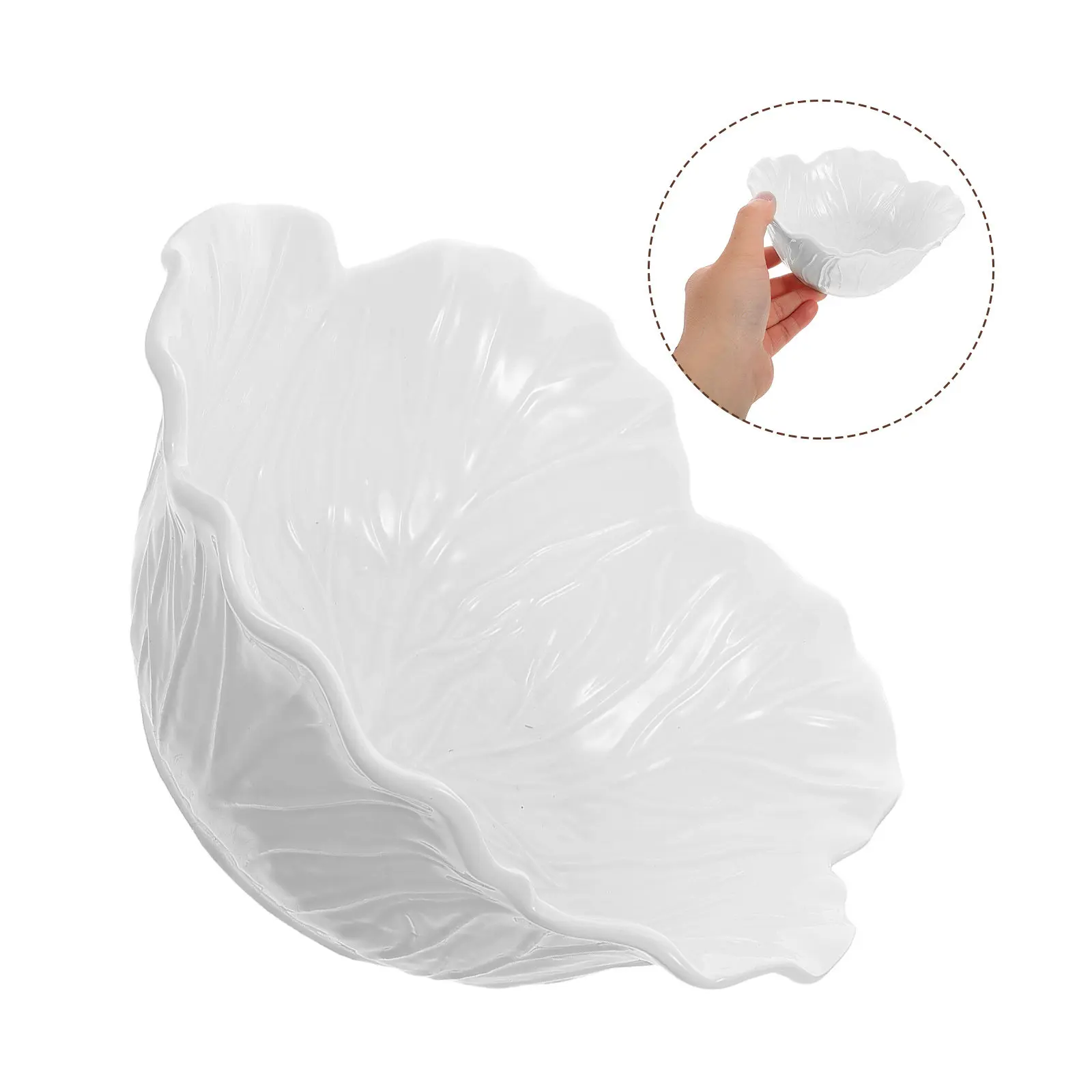 Elegant White Ceramic Cabbage Flower Bowl Deep Decorative Serving Dish for Dining Table Decor Breakfast Dinner Parties Food