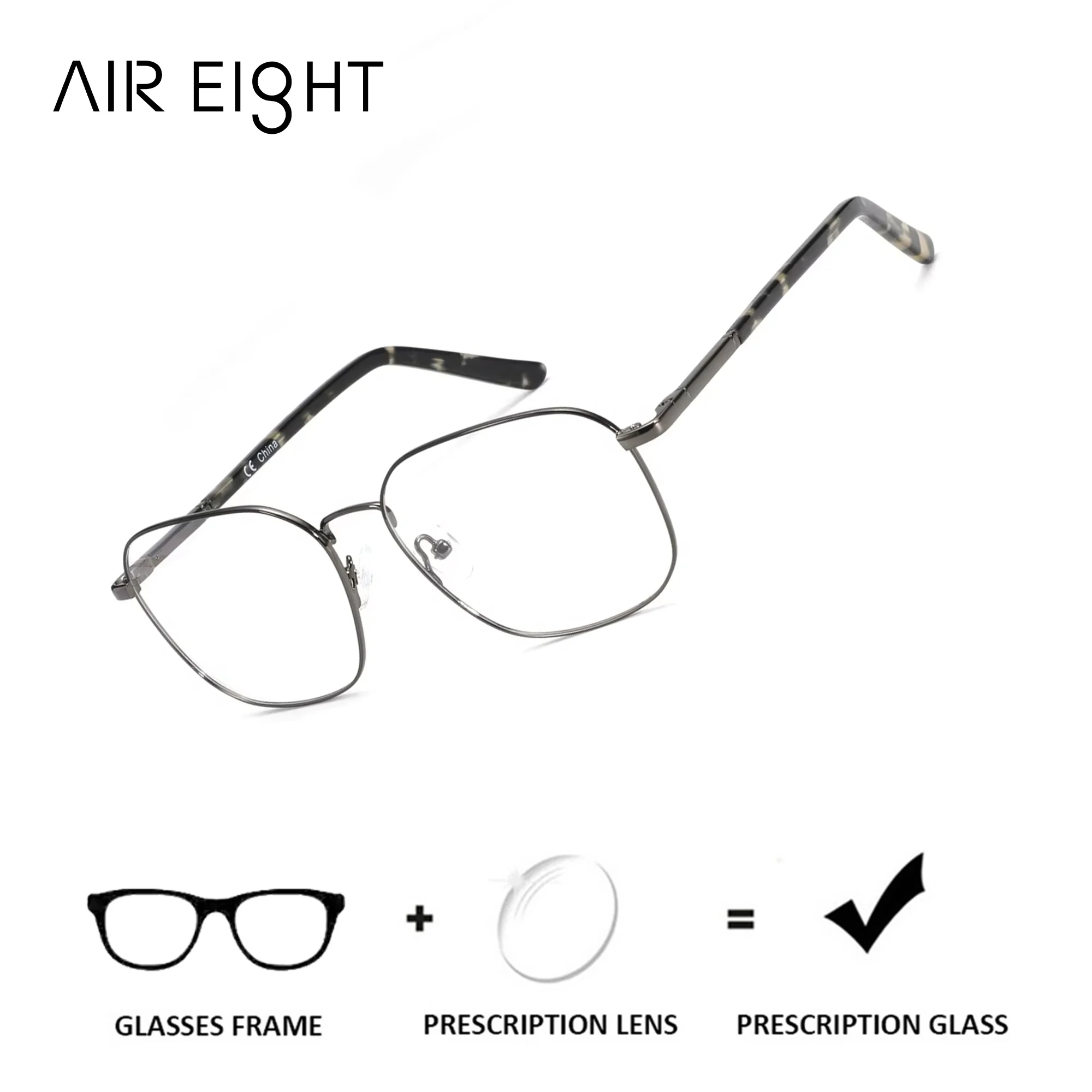 

AIR EIGHT Metal Square Prescription Glasses For Unisex Anti Blue Light Myopia Optical Lenses With Recipe Photochromic Eyewear