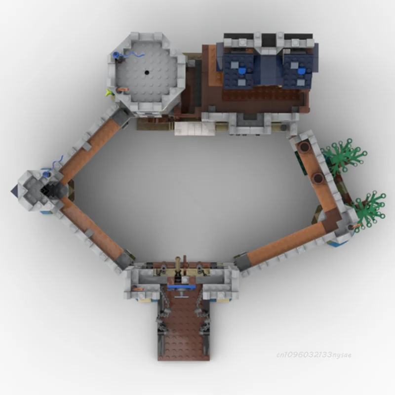 MOC-modelo de vista de calle Medieval personalizado, caballeros medievales, fortaleza, bloques de construcción, arquitectura DIY, juguetes educativos, regalos