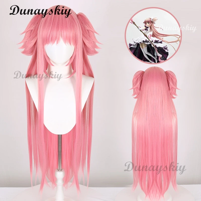 Puella Magi Madoka Magica Madoka Kaname Cosplay Wigs Pink Short 2 Clip Ponytails Heat Resistant Synthetic Hair Wig + Wig Cap