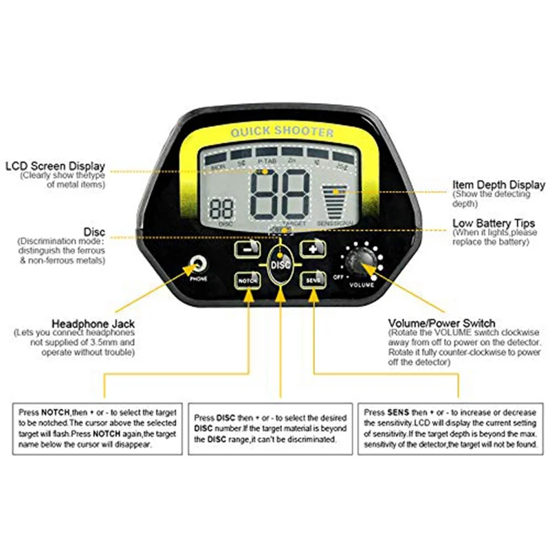 MD4060 detector de metais subterrâneo, alta sensibilidade, escavador do ouro, caçador portátil do tesouro, Adjustabl