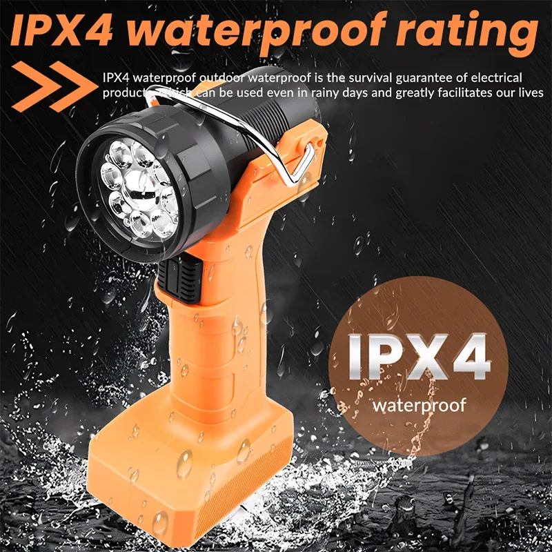 ไฟทำงาน 9LED 4000mAh ชาร์จผ่าน USB Type-C พร้อมตะขอ หมุนได้ 90 องศา ° ไฟฉายฉุกเฉินแบบมือถือสำหรับซ่อมรถยนต์พร้อมฐานแม่เหล็ก