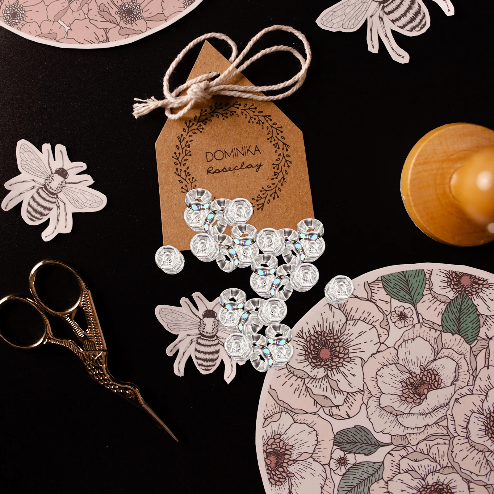 200 pezzi di perline distanziatrici per ruote con strass in lega durevole, leggere, per la creazione di gioielli fai da te, collane, braccialetti, perline sfuse