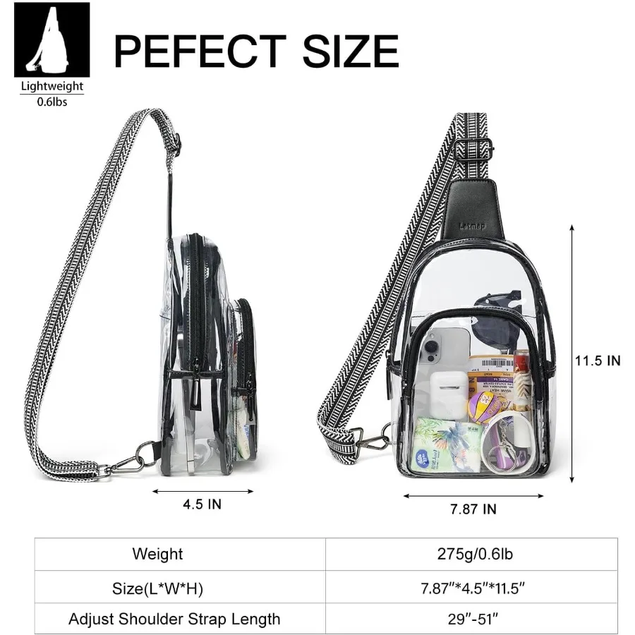 경기장 이벤트용 투명 가방 여성용 투명 지갑 경기장 크로스바디 백 콘서트 스포츠용 투명 가방