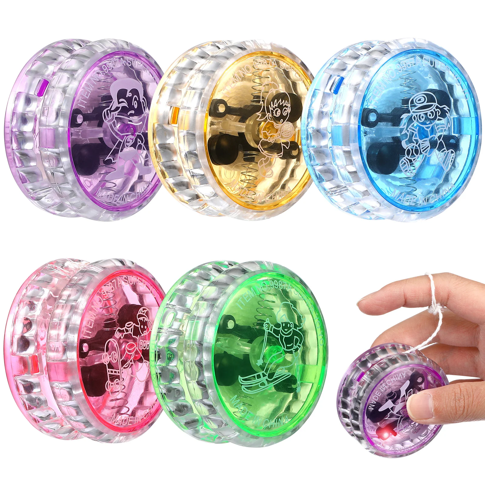 5 Pcs Luminous Yo-yo Responsive Balls Yoyo Kids Light up for Flashing with LED Lights Puzzle