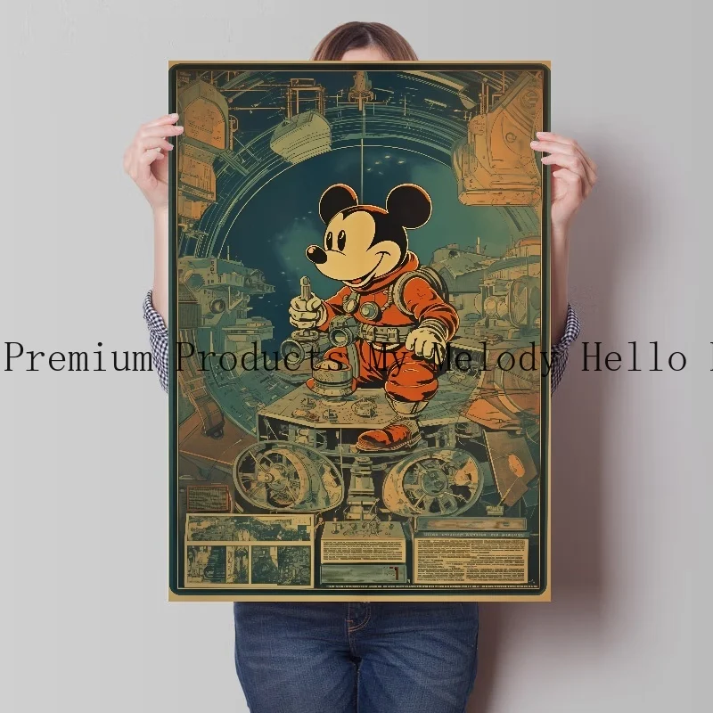 MINISO Disney Mickey Mouse Graffiti Vintage Poster Wall Art Canvas Painting Print Kids Room Living Room Bedroom Home Decor Mural