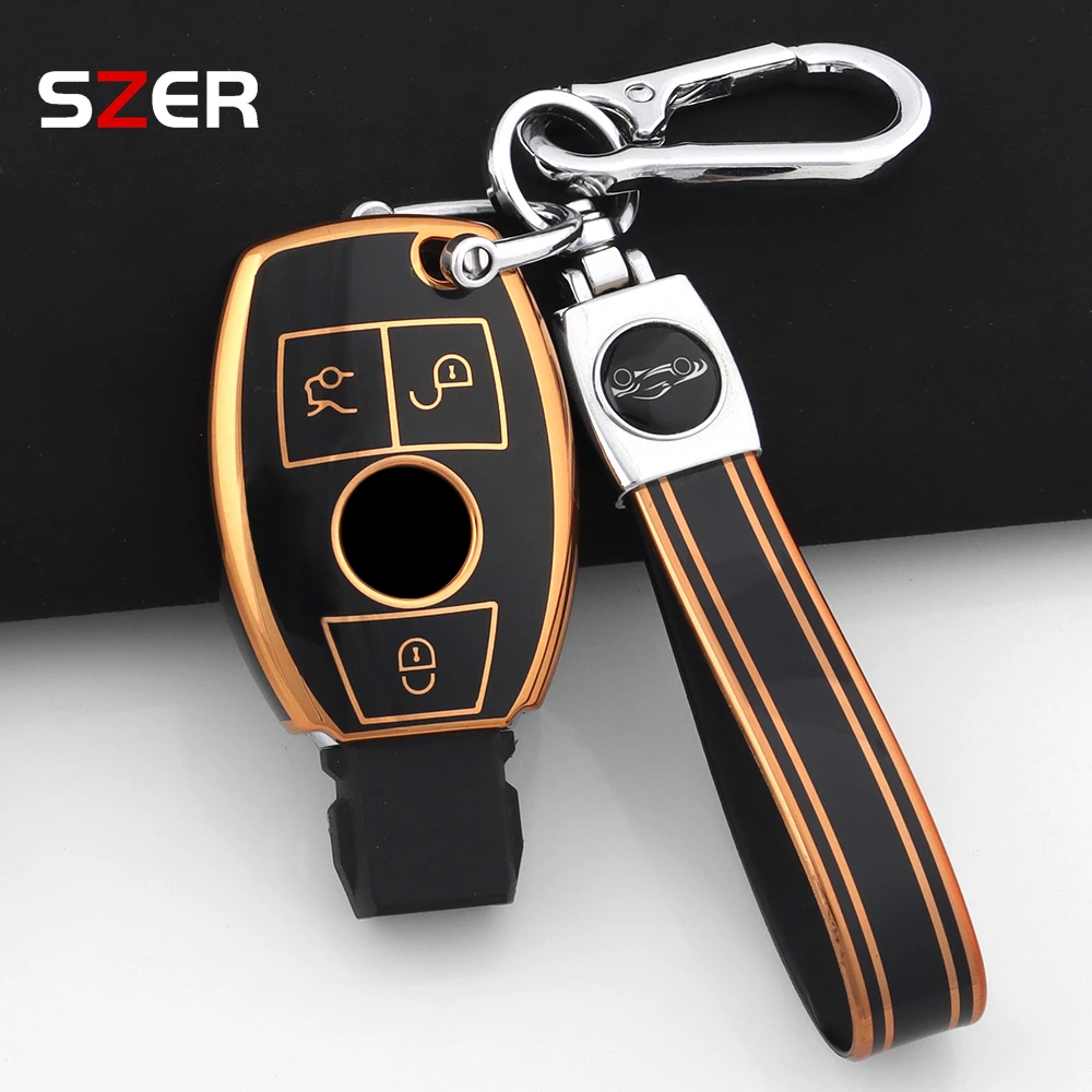 

Fashion TPU Car Key Case Keychain Fob Shell For Mercedes Benz A B C E Class GLS GLA GLK GLC CLS CLA AMG W204 W205 W212 W463 W176