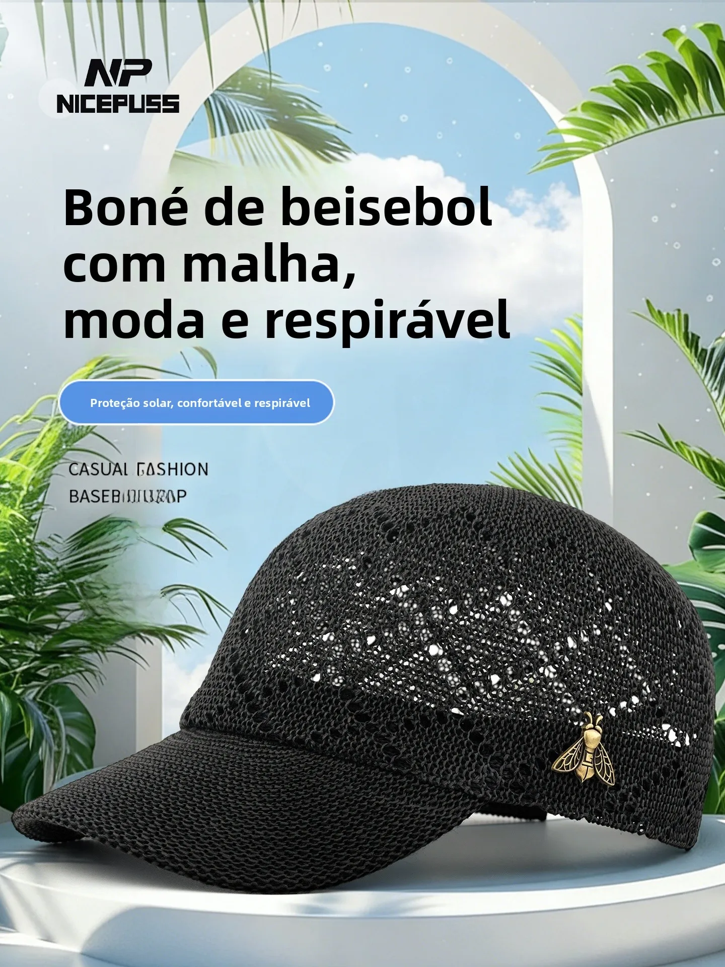 women's-hollow-out-breathable-summer-baseball-cap-net-hat-trendy-duckbill-sunshade-sun-hat-reversible-adjustable-polyester-fiber