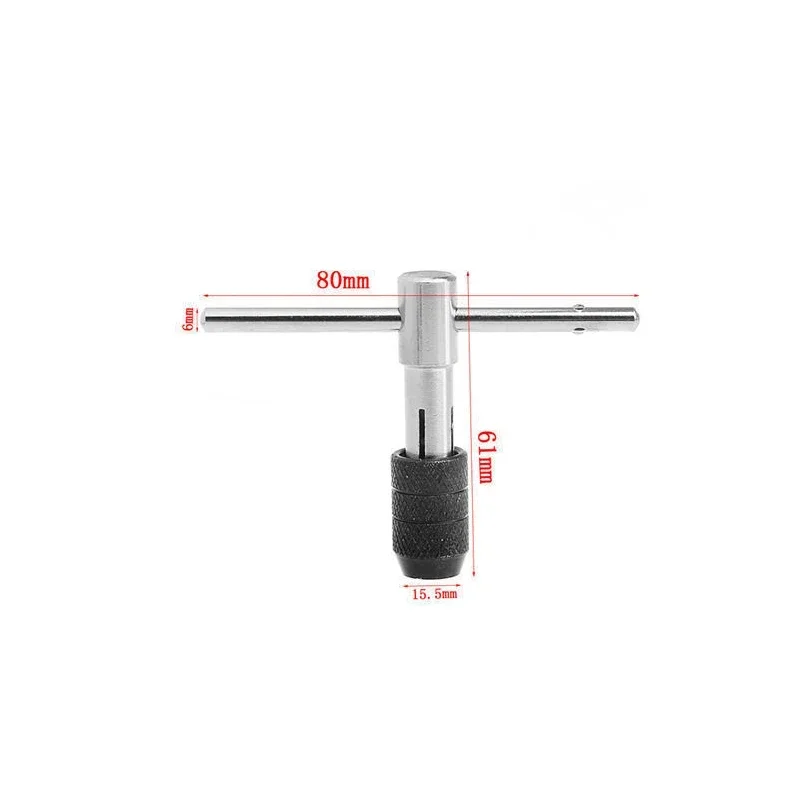 

Adjustable Ratcheting Tap Wrench T-Handle Reamer Hand Tool Steel Home easy-M6 Useful Accessories High Quality