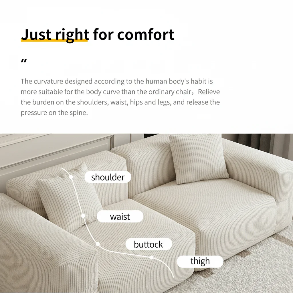 Minimized Packaging Volume Couches Lounge  Ergonomic Vacuum Compressed Sofa Boneless Modular Sofa