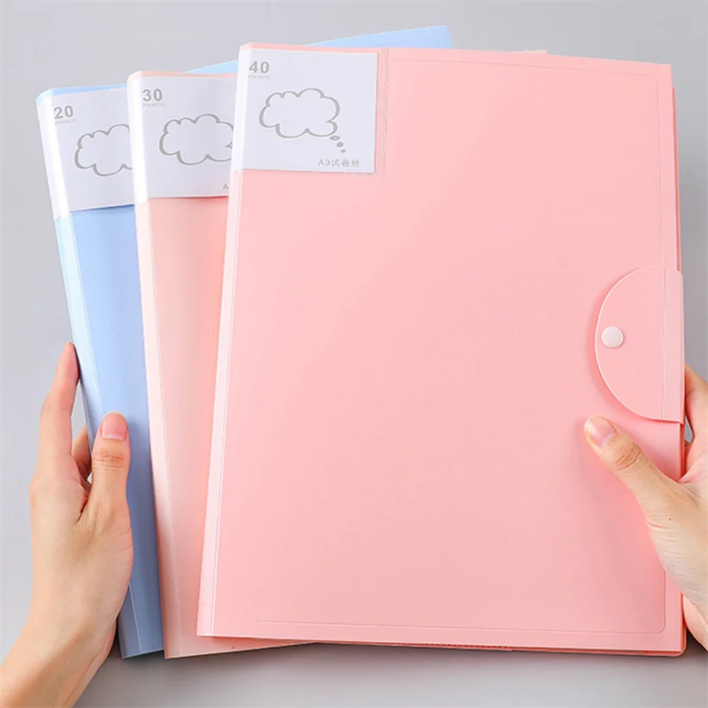 Imagem -03 - Transparente Multi-layer File Folder Bolsa Plástico Snap Documento Bolsa Student Test Paper Storage Insert Picture Album Clip a3