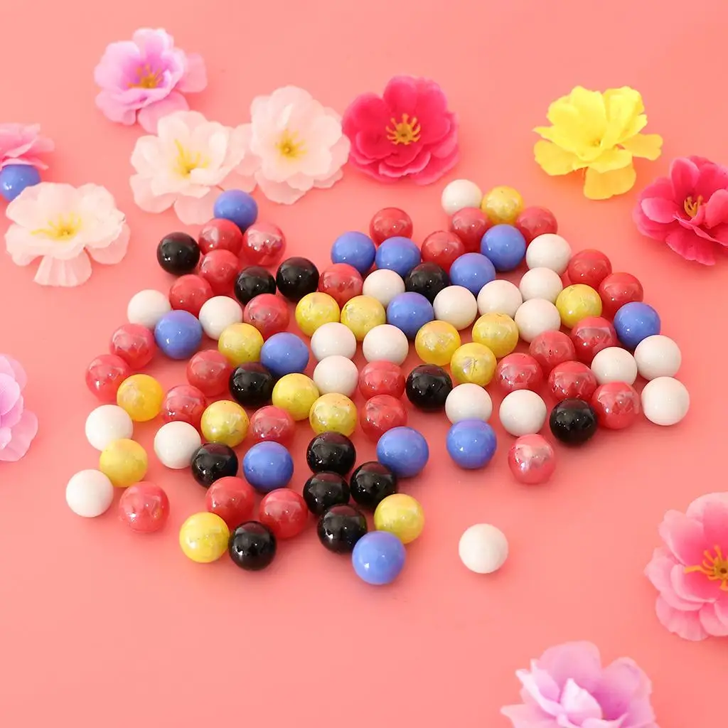 90 Uds. De canicas surtidas de cuentas de vidrio coloridas, bolas de 16mm, juguete de desarrollo para niños, tablero de carrera de mármol, juego de fiesta de damas