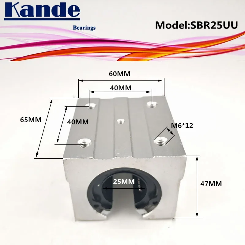 Kande Bearings 4pcs SBR25UU SBR25 UU SBR25 Open Bearing block CNC parts slide for 25mm linear guide SBR25 25mm SME25UU SME SBR