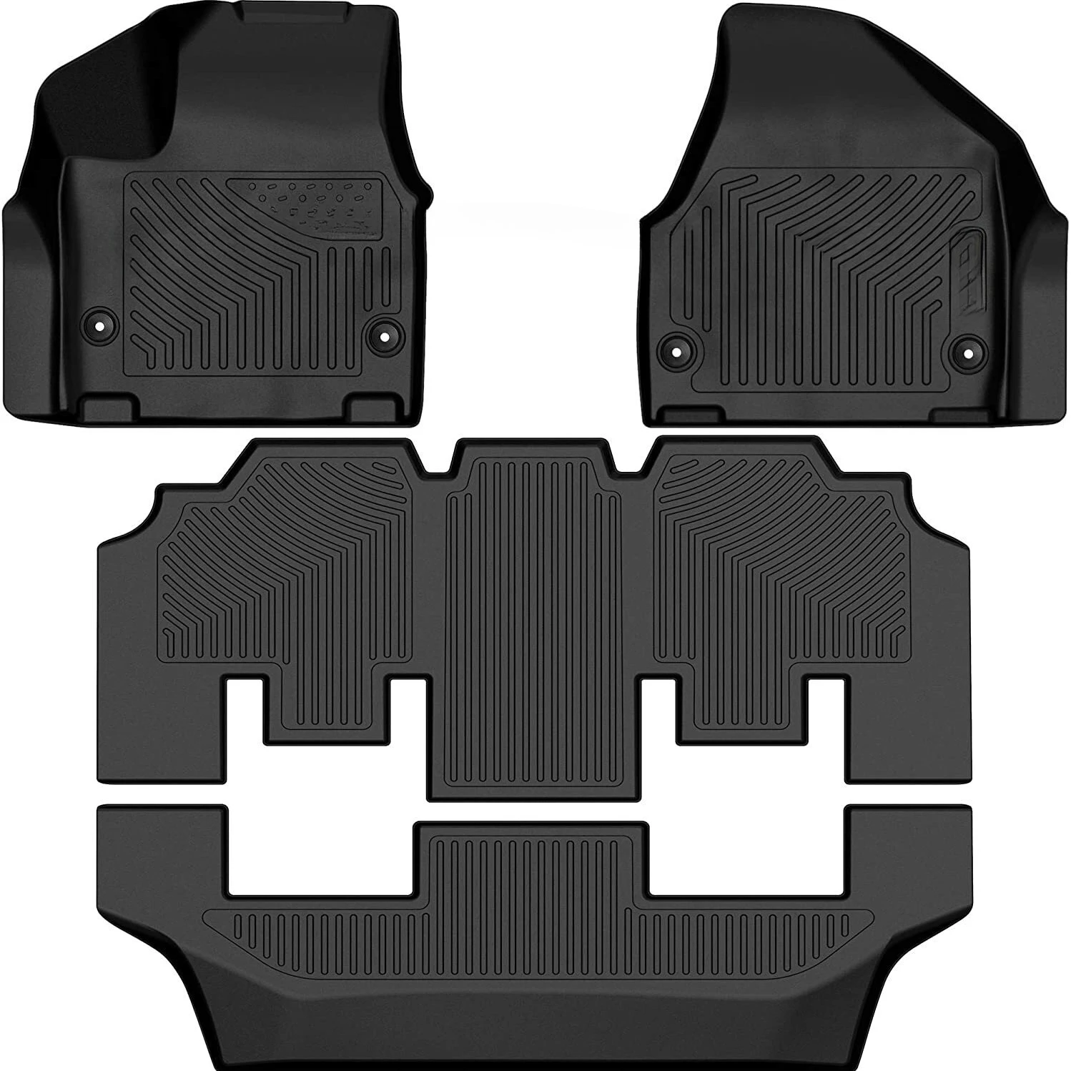 3 Rows Floor Mats Liners for 2017-2025 Chrysler Pacifica TPE Rubber Carpet