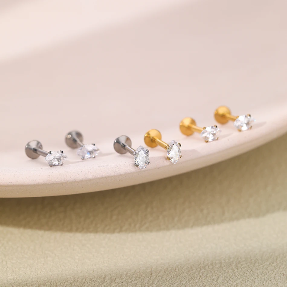 1 Stück G23 Titan Ohr Tragus Ohrstecker Innengewinde CZ Kristall Labret Ring Knorpel Helix Piercing Körperschmuck 16G – Detail 16