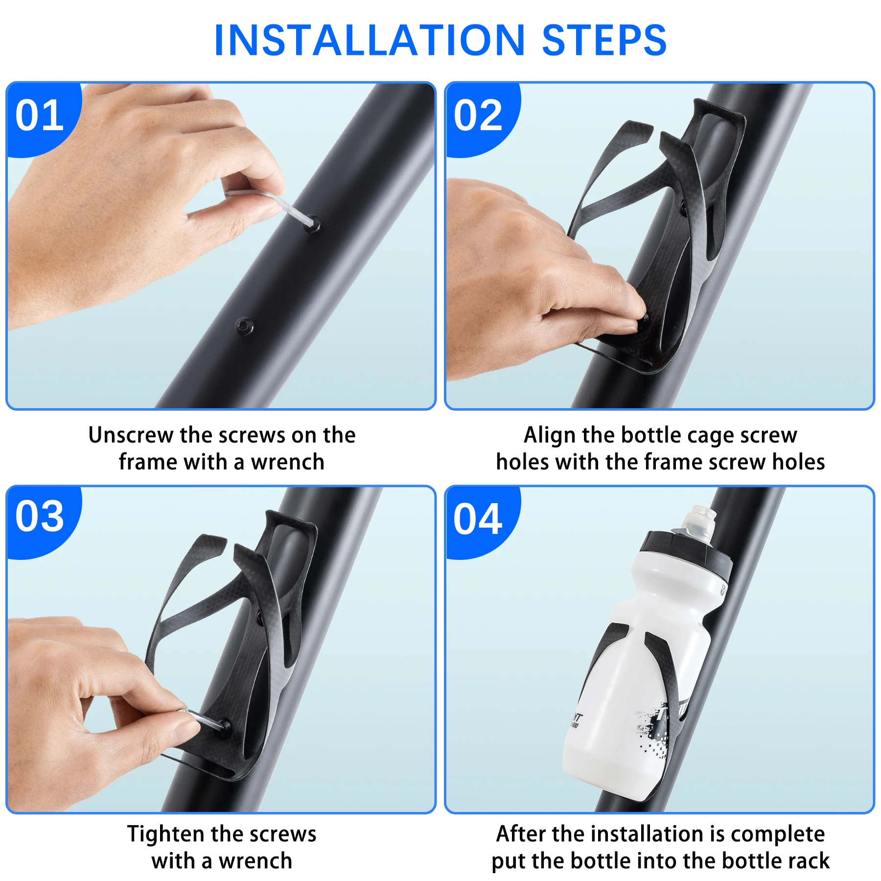 HUALONG Ultraleichter Carbon-Faser Flaschenhalter für Rennräder und Mountainbikes, Gewicht 18±2g, Schwarz Matt – Detail 11