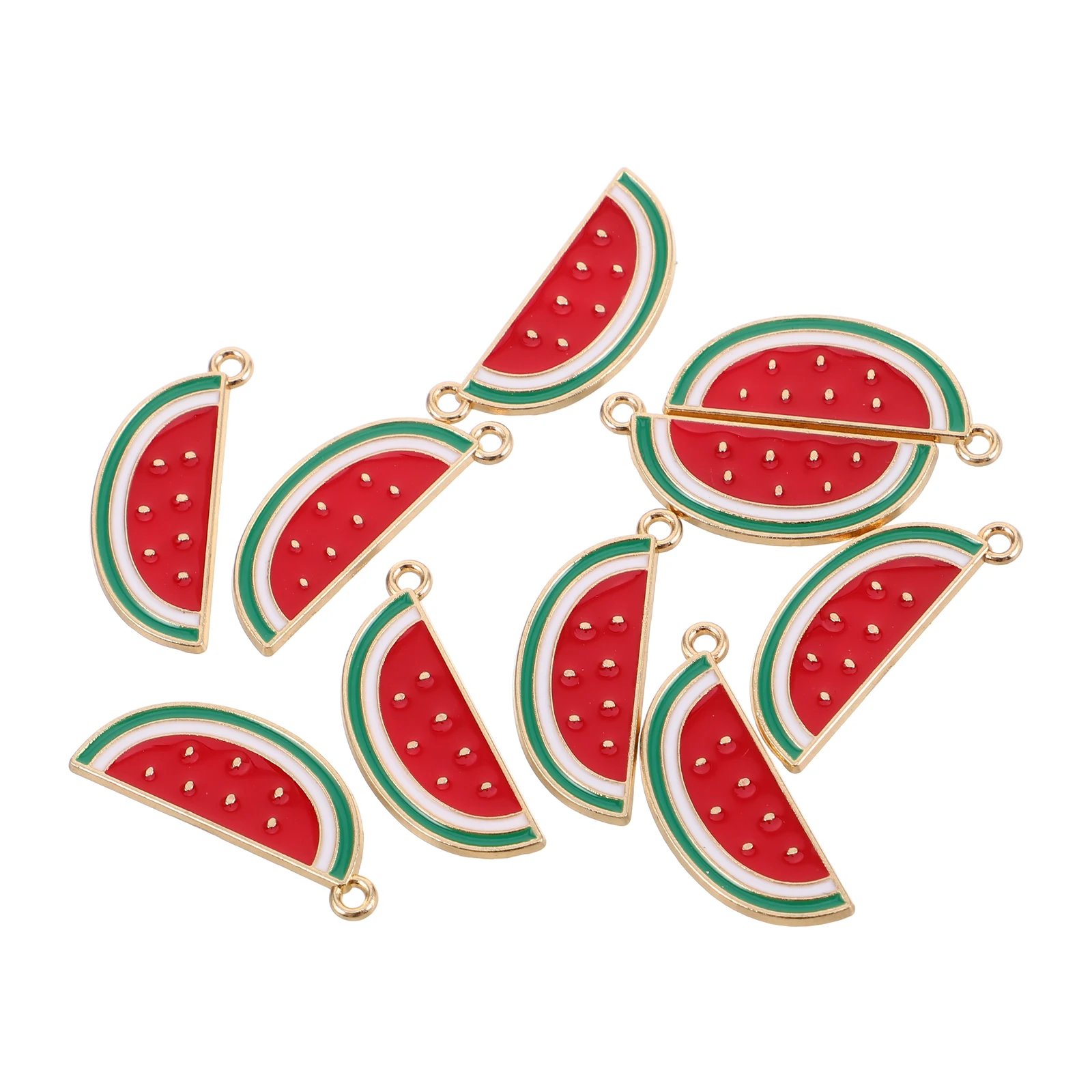 10 Pcs 수박 펜던트 과일 댕글 참 장식 목걸이 귀걸이에 대한 아연 합금 에나멜