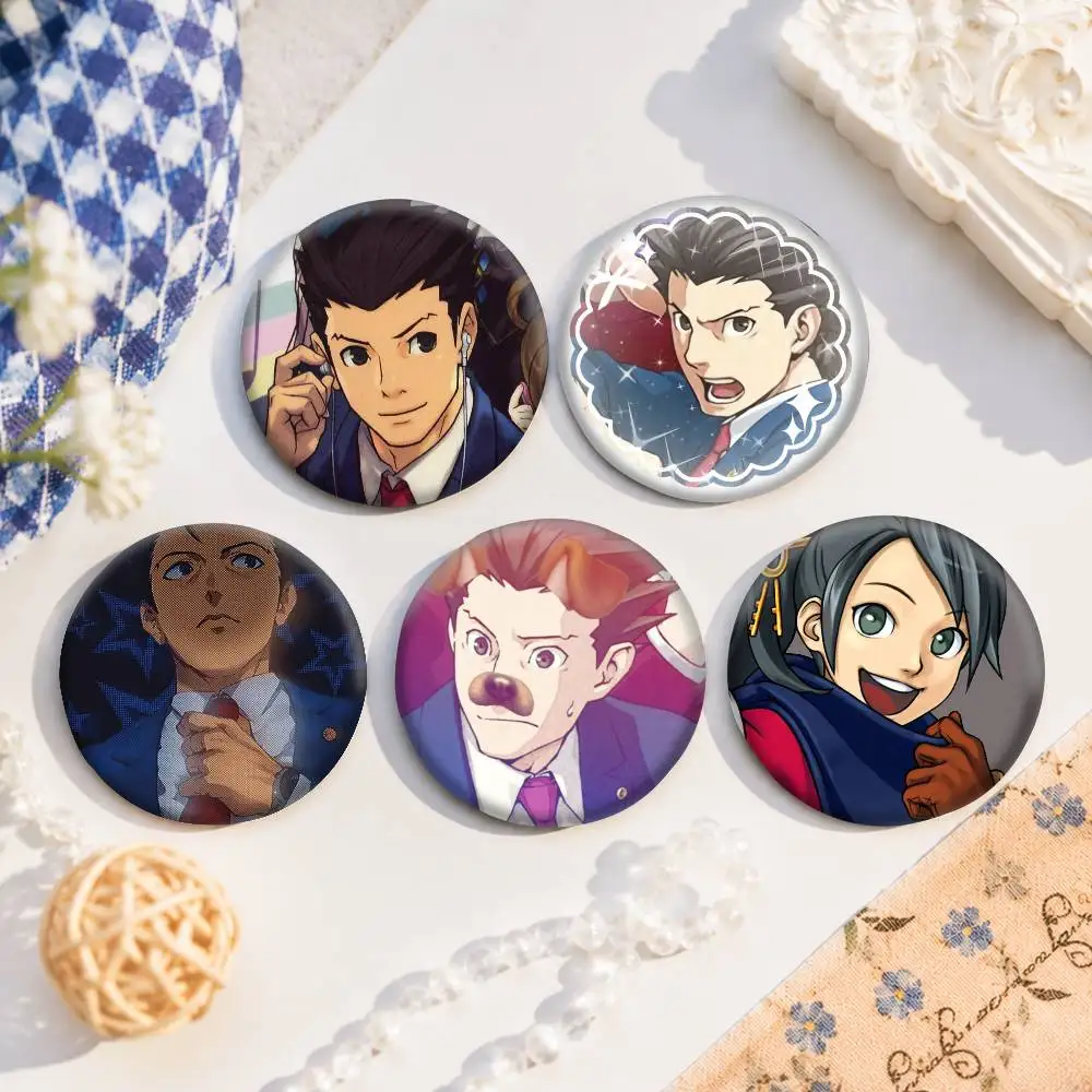 Cute Ace Attorney Chibi Art Badges Button Round Creative Pin Brooch Badge Bag Decor Accessories Fans Collect Friends Gifts