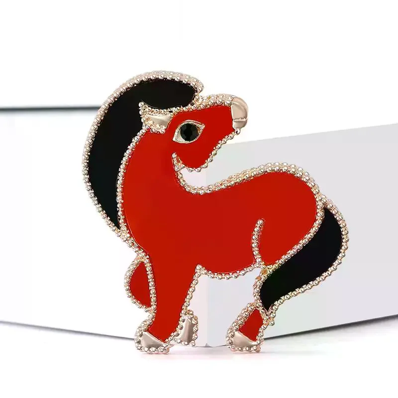 دبوس بروش حصان النار رمز 2026 - صدار شخصي على شكل حيوان متعدد الاستخدامات للملابس والإكسسوارات النسائية #1