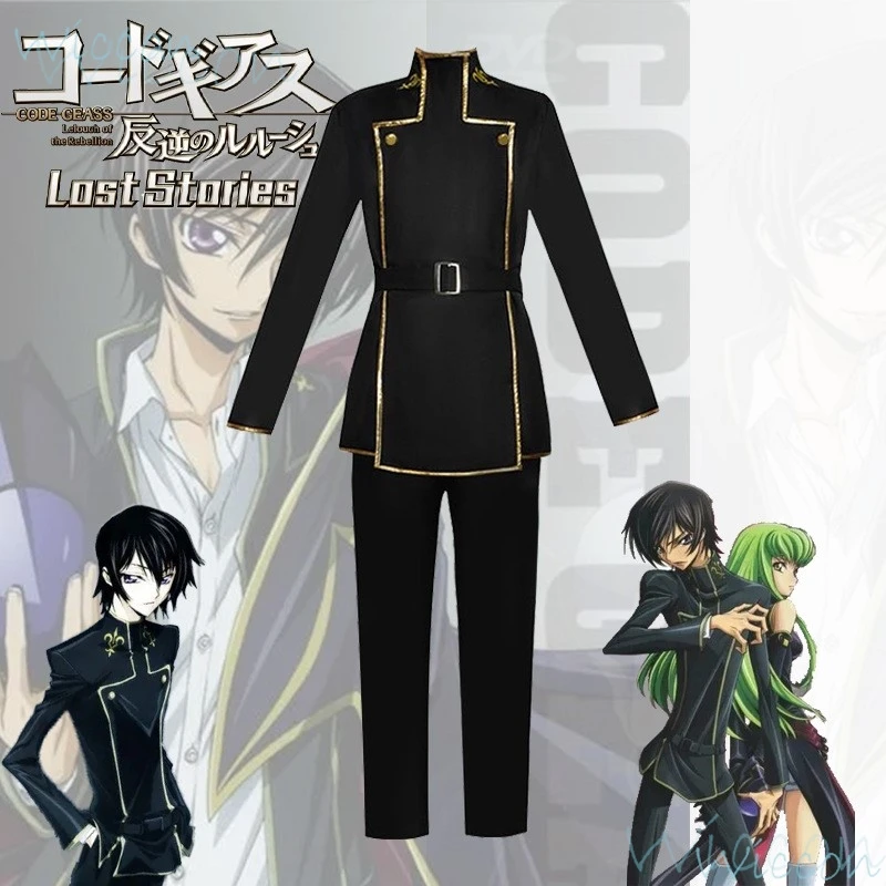 ชุดเครื่องแบบนักเรียนอนิเมะแอชฟอร์ดรหัสชุดคอสเพลย์ชุดสูทสีดำ Lelouch Rolo Lamperouge ชุดปาร์ตี้ฮาโลวีนสำหรับผู้ชาย