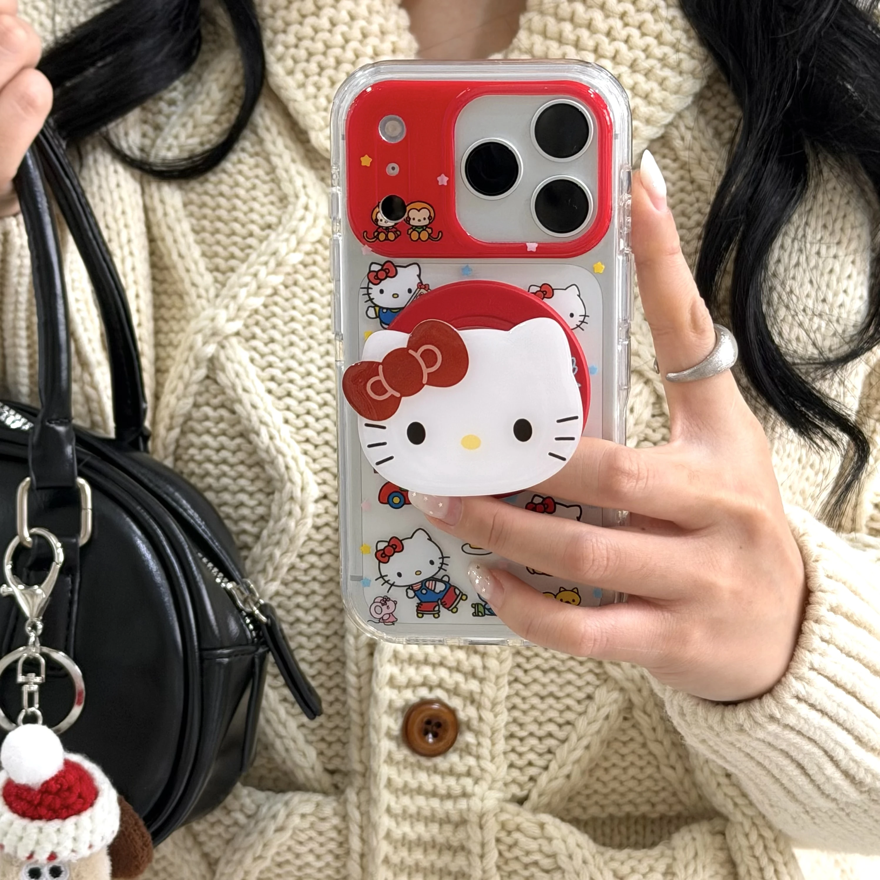 

Korea INS Kawaii Cartoon Magnetic Phone Case for iPhone 17 Pro 13 14 15 Pro 16 Pro Max Cover HelloKitty For Magsafe Holder Cases