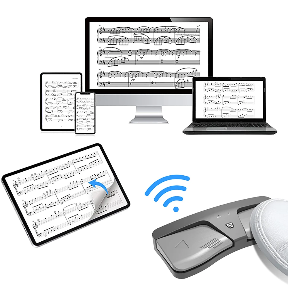 Wireless Page Turner Pedal Wireless BT Page Turning Pedal Remote Foot Control Bluetooth Page Turner with IOS IPhone Android