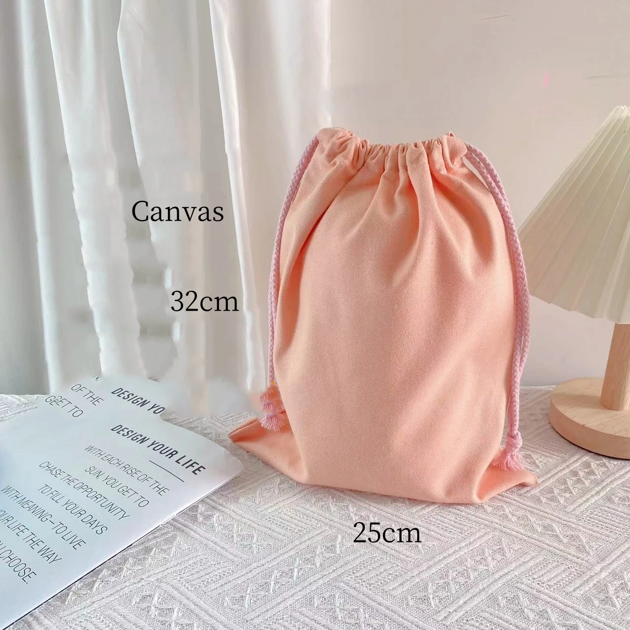 Small fresh cotton drawstring cloth bag change lipstick storage bag rustic style