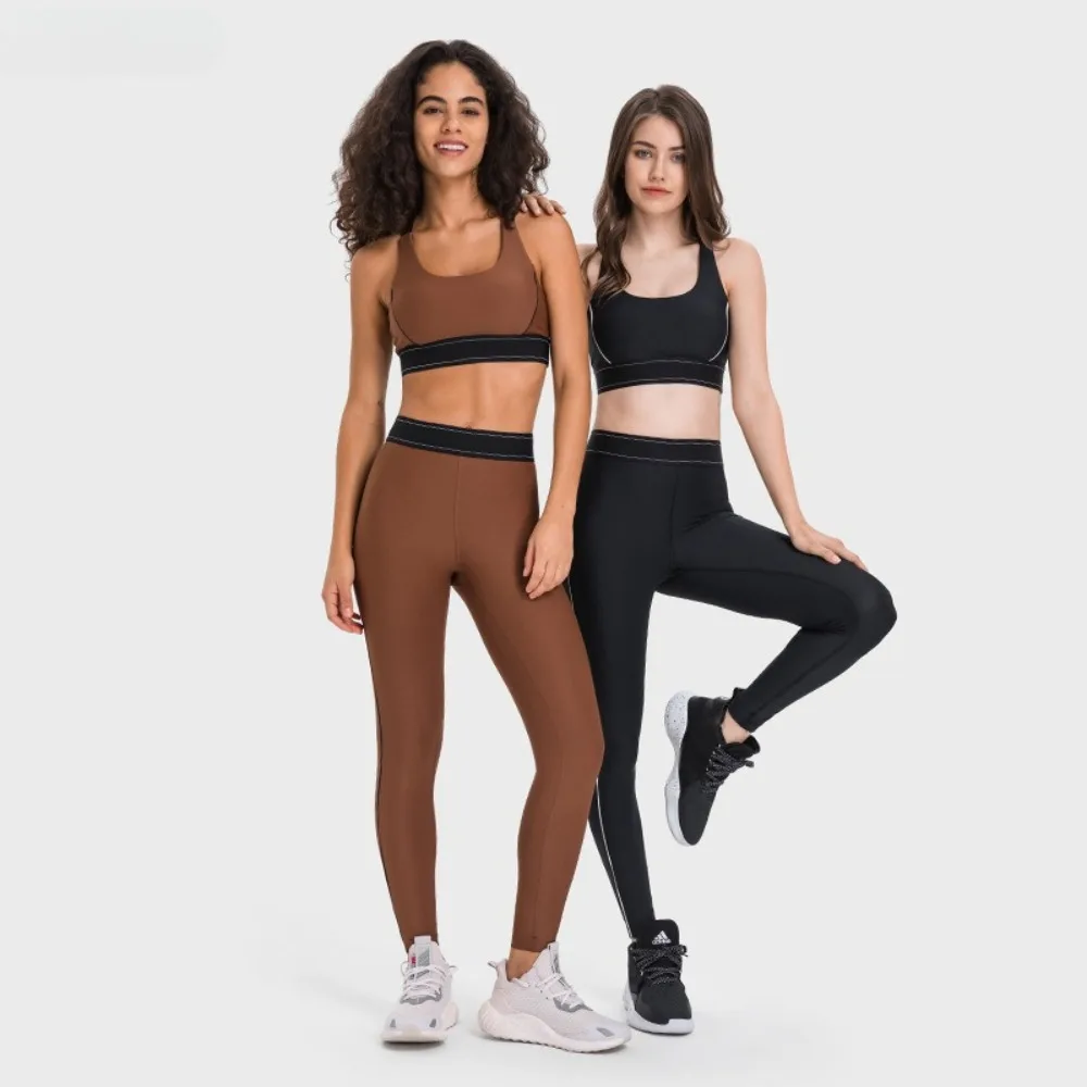 Shockproof Gathered Sports Underwear Adjustable Shoulder Strap High Waist Hip Lift Yoga Pant Yoga Fitness Trousers Set Women Eur