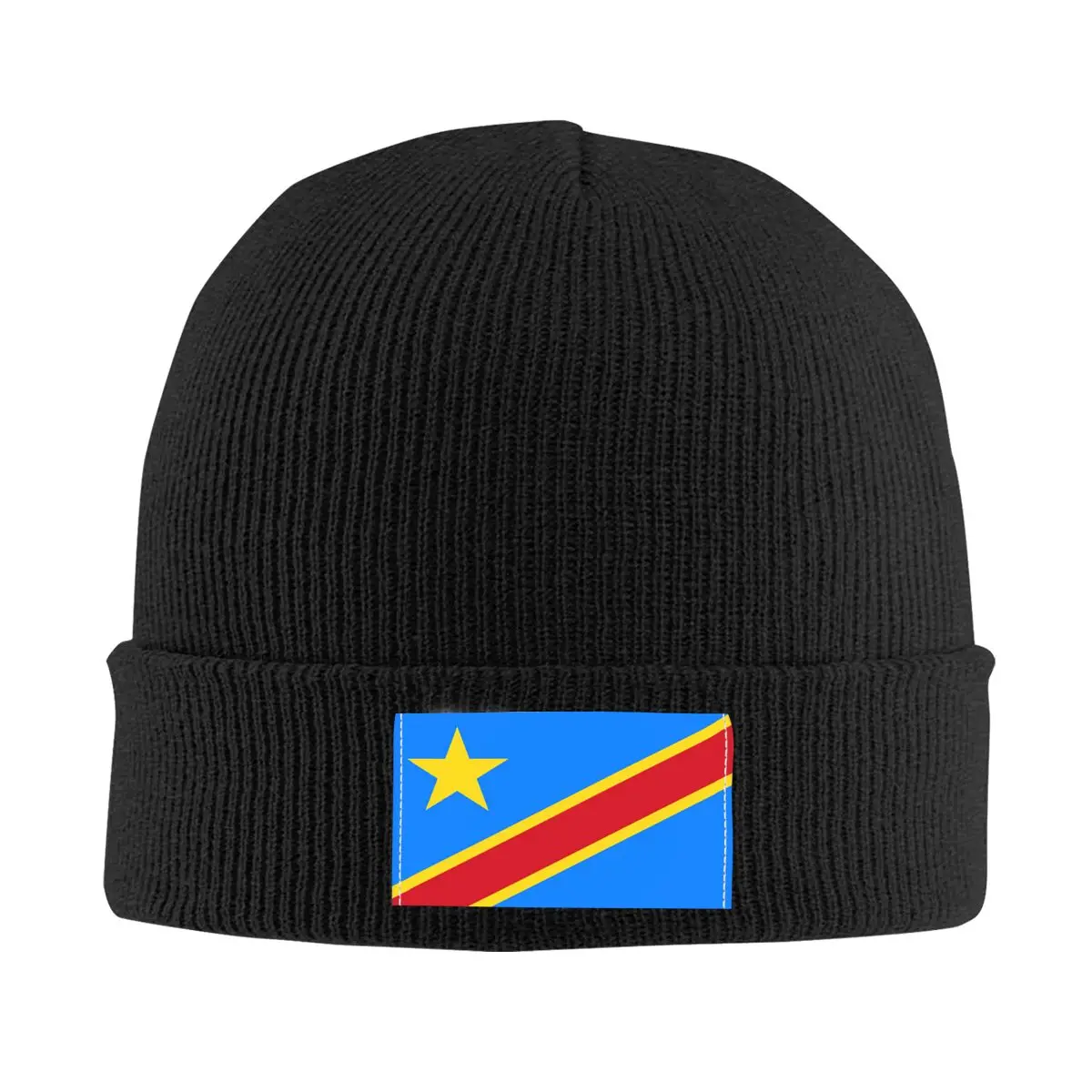 National Flag Of The Democratic Republic Of The Congo Knit Hat Cap Knitted Beanie Hat Beanies Cap Unisex Hipster