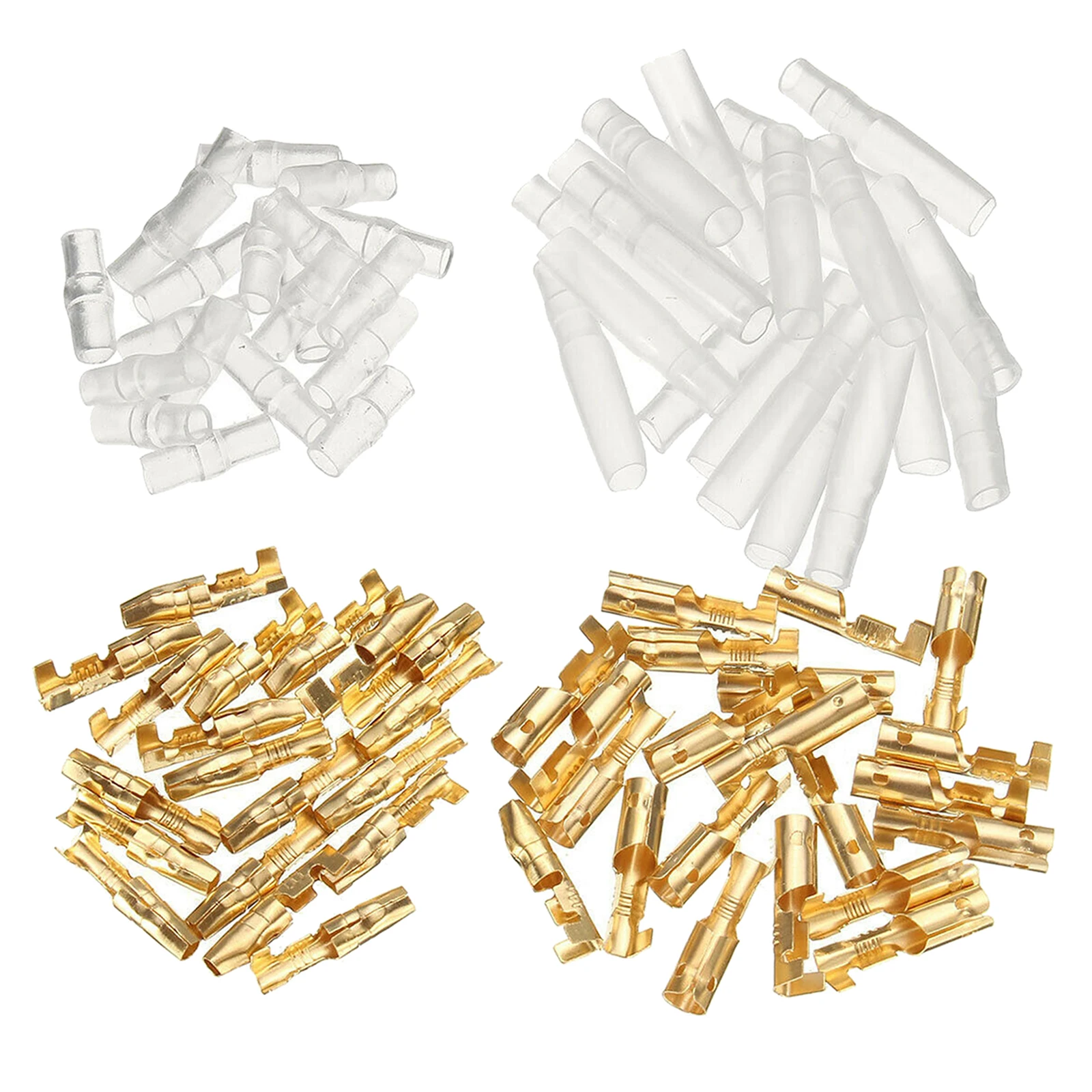200Pcs 4mm Brass Male and Female Terminals Wire Connector with Insulating Sleeves for Car Truck Motorcycle Bike