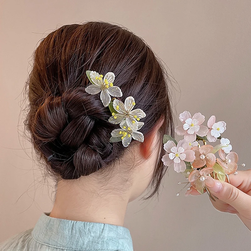 1Pc Classical Hair Comb Chinese Style Hair Stick U Shape Flower Cheongsam Hairpin For Hanfu Accessories view 6