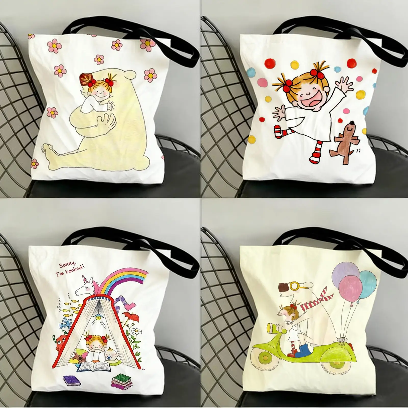 

Coco and Wondrous Gang Storage Bags Canvas Double-Sided Print Fashion Shoulder Tote Shopping Bag Gift Eco Handbags