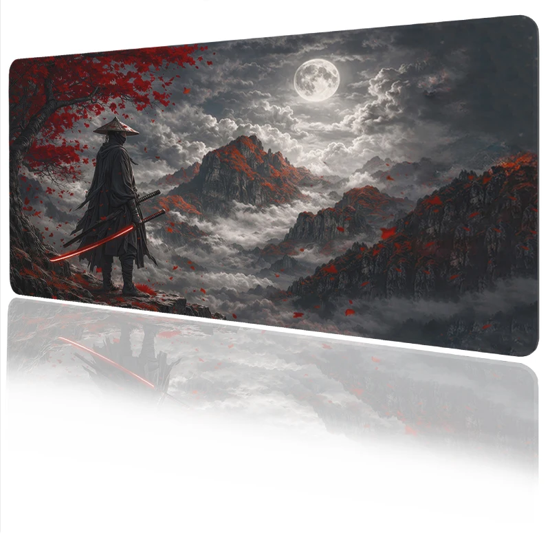 Mouse Pad Gamer Red Leaf Japanese Samurai XL HD Computer Home Mousepad XXL Mouse Mat Carpet Office Office Accessories Table Mat