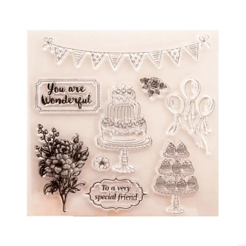 Q9QA Clear Stamps Balloon Silicone Stamps Birthday Transparent Stamps for Card Making Photo Scrapbookig Album Decorations