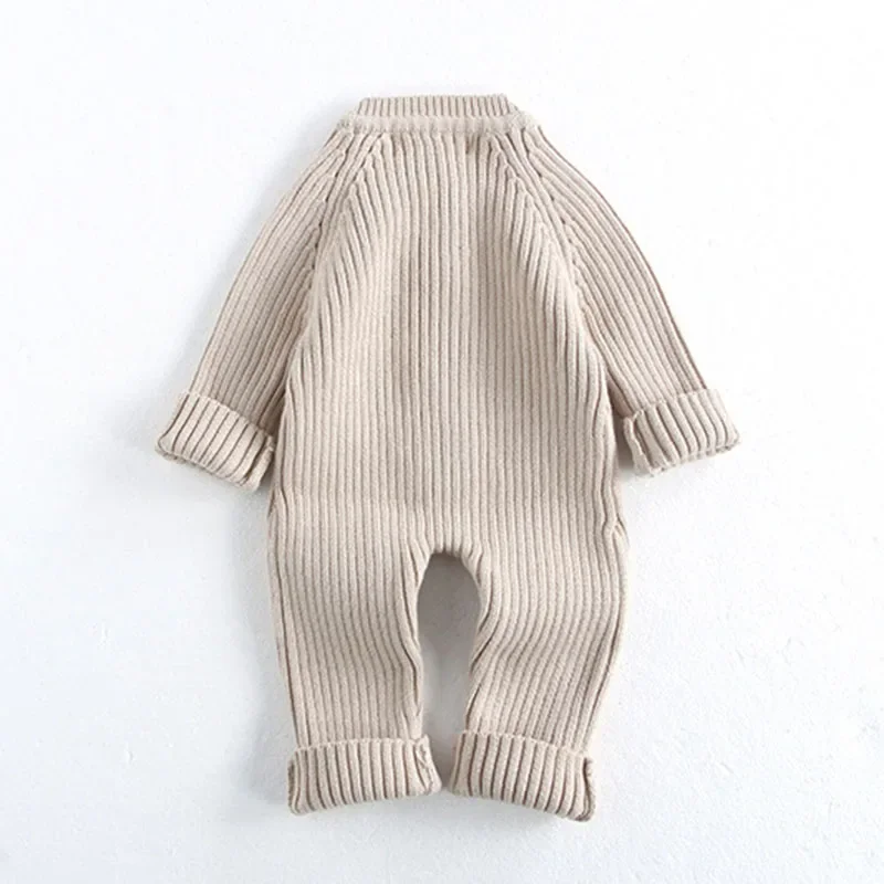 LILIGIRL الخريف الشتاء الوليد طفل الفتيان الفتيات محبوك بذلة طويلة الأكمام بلون طفل رضيع فتاة الفتيان محبوك رومبير