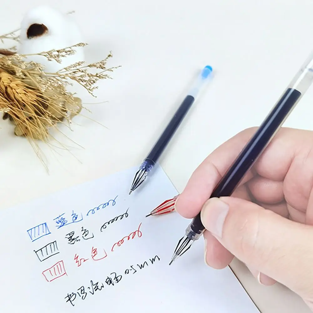 10PCS/Set Simple Quick-drying Gel Pen Black/Blue/Red Ink Press Type Ballpoint Pen 0.38mm Diamond Tip Neutral Pen Stationery