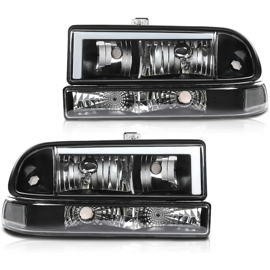 

Светодиодные фары в сборе, совместимые с Chevy Blazer 1998-2005, подходят для Chevy S10 Pickup 1998-2004 с прозрачными линзами на бампере, черные H