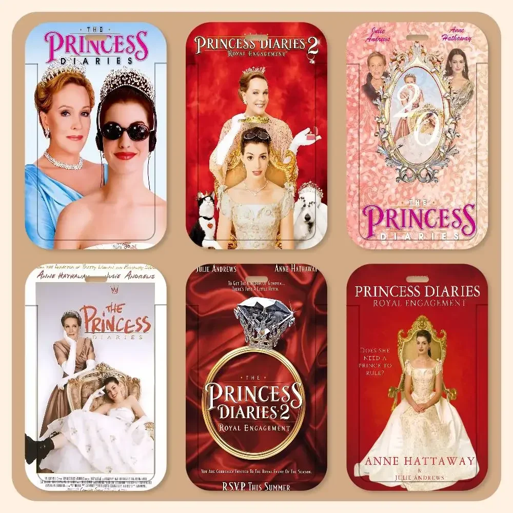 Porta Tarjetas con Cordón Clásico de la Actriz A-Anne H-Hathaway, Porta Tarjetas de Identificación para Estudiantes con Diseño de la Princesa D-Diaries