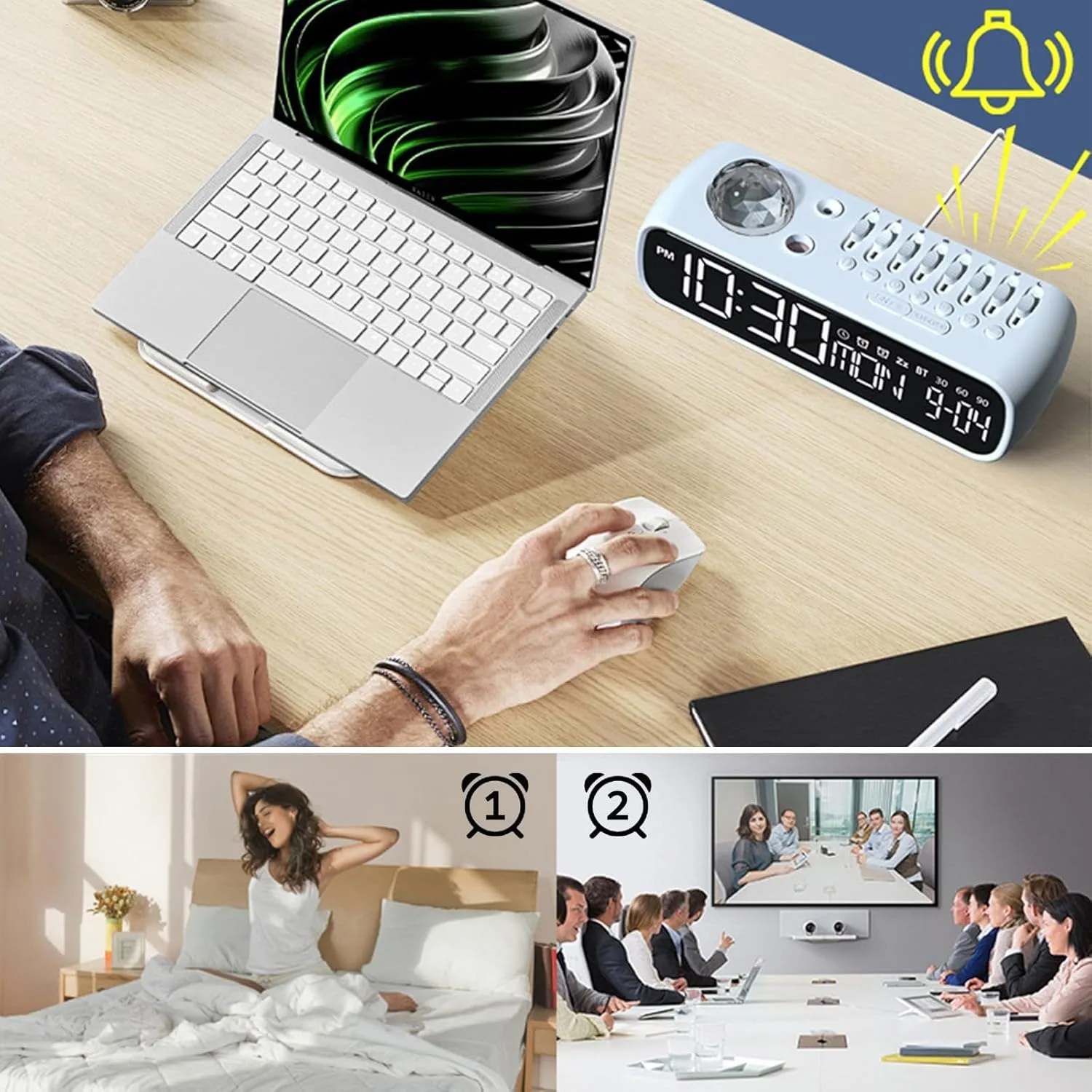 Altavoz Bluetooth con ruido blanco, luz de proyección nocturna estrellada, ayuda para dormir, barra de sonido, despertador, caja de música, temporizador para dormir, regalo para niños