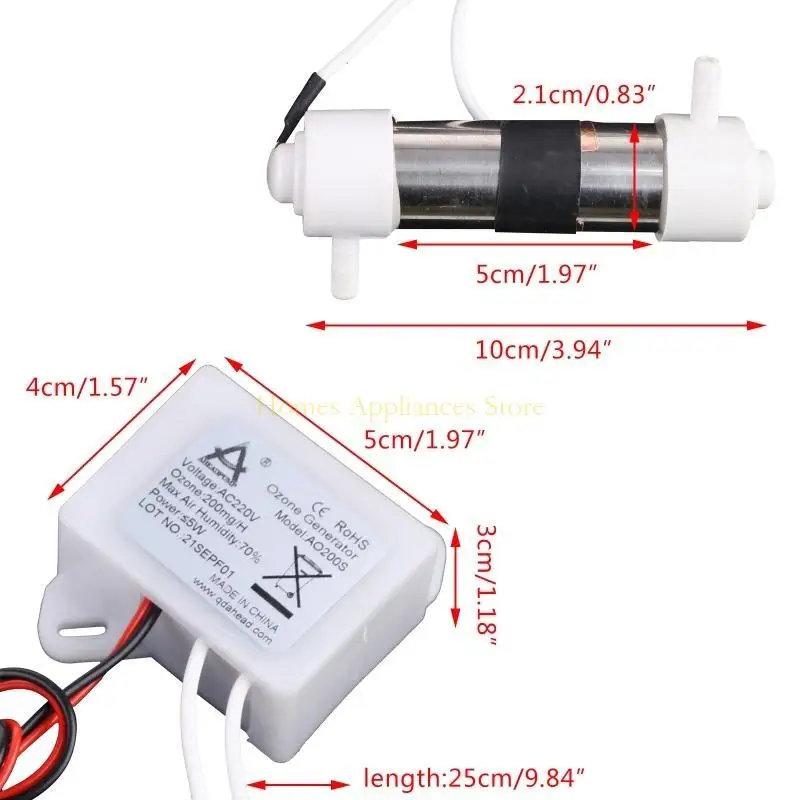 D0AB AC220V 200mg أنبوب مولد الأوزون لـ DIY معالجة المياه المعالجة المنقى