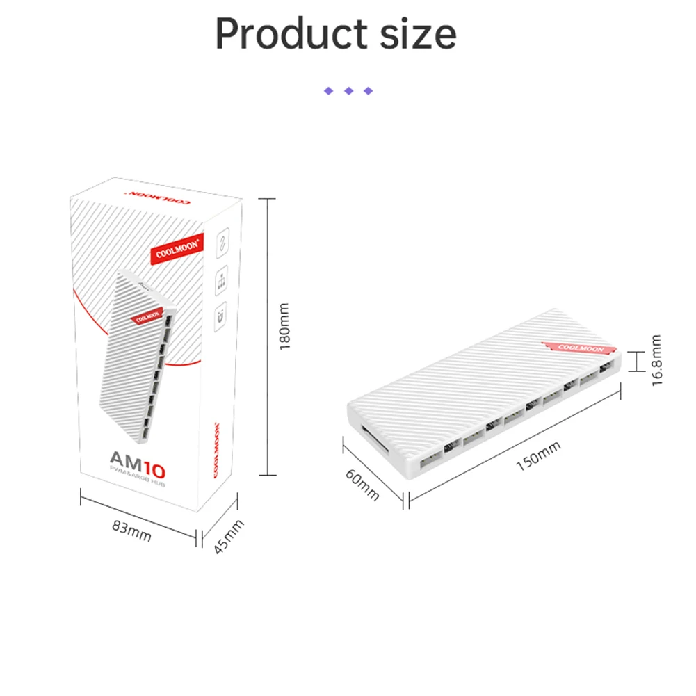 ฮับแยก PWM และ ARGB 1 ต่อ 10 ช่อง พร้อมพอร์ต SATA จ่ายไฟ แม่เหล็กดูด 4 พิน PWM และ 3 พิน ARGB แบบกำหนดแอดเดรสได้ สำหรับพัดลมเคส PC