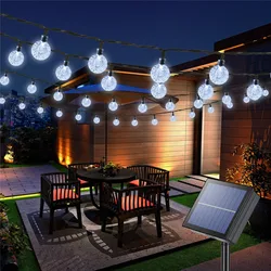 Luz LED de cristal para exteriores, Bola de luz Solar de 2,5 cm, resistente al agua IP65, lámparas de hadas, decoración de guirnaldas de Navidad para jardín