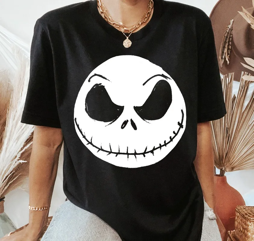 

Футболка с большим портретом «Кошмар перед Рождеством» Джека Скеллингтона Диснейленд, одинаковые семейные рубашки на Хэллоуин