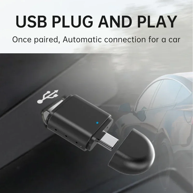 Mini Wireless Carplay&android Auto 2-In-1 Wireless Adapter Smart Usb Adapter Usb&type-C Dual Connector Wifi Quick Connection