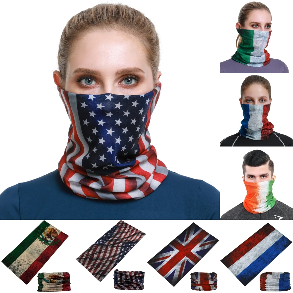 14 Styles Vintage Flag Design Cycling Bandana Multi Use Unisex Outdoor Sports Face Mask Tube Balaclava Neck Scarf