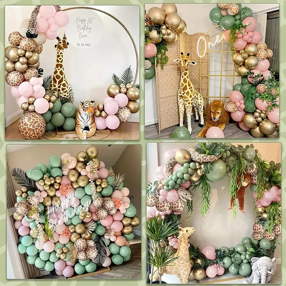 95Pcs Safari Balloons Arch Kit Animal Wild One Birthday Decorations for Safari Baby Shower Decorations view 3