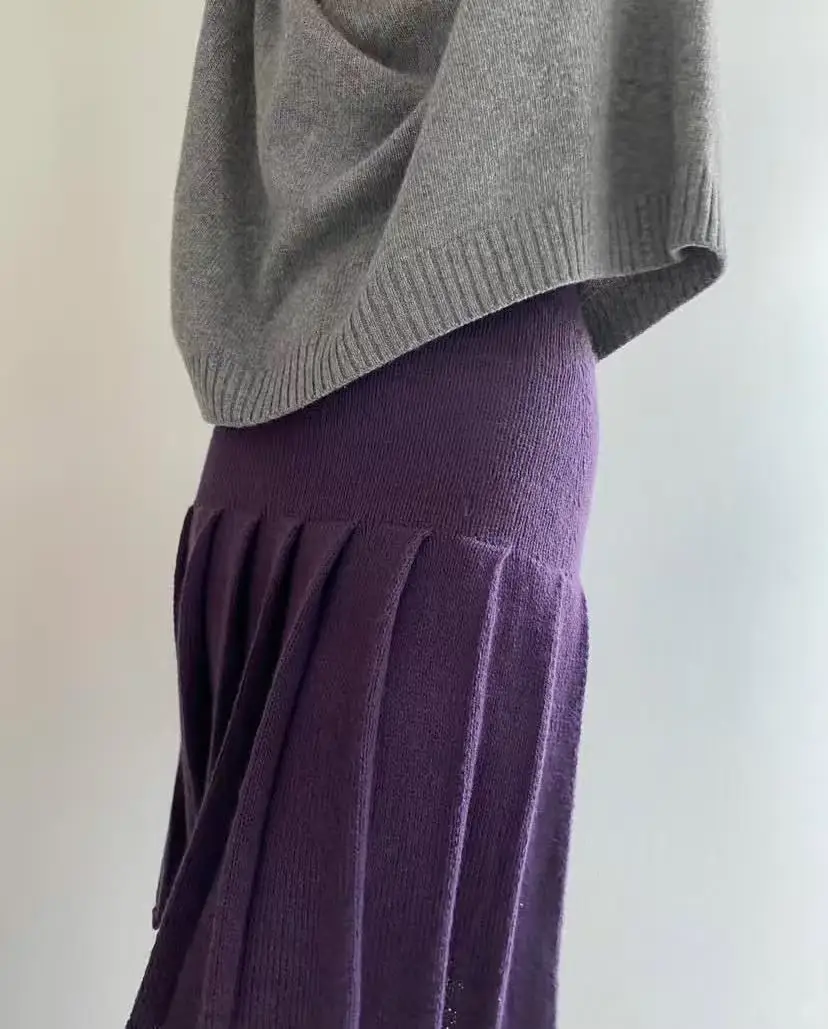 High waisted slimming versatile temperament retro pleated skirt for women, fashionable small stature, A-line Korean version view 4