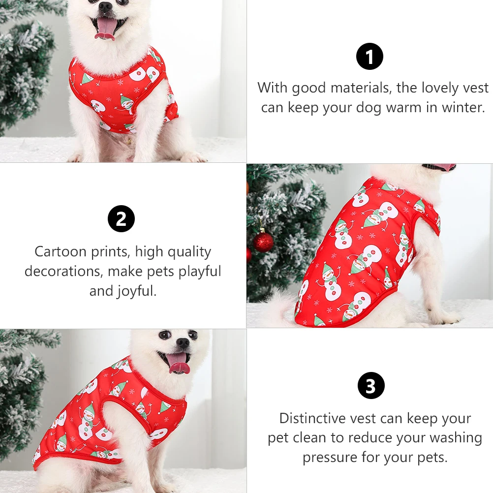 

1Pcs Christmas Dog Vest Xmas Pet Clothes Polyester Costume Small Dog Warm Clothes Holiday Outfit Xmas Pet Costume