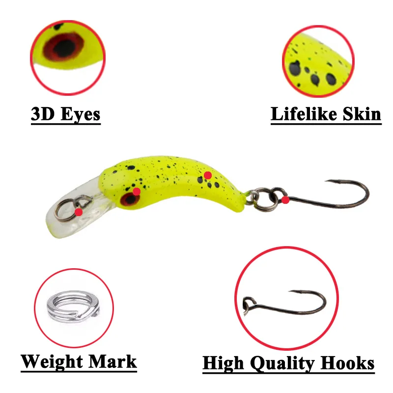 1 PCS Wobbler Fishing Lure Mini Crankbait RICE Trout 40mm 1.4g 8 Colors Freshwater Minnow Crank Artificial Hard Bait Pike Tackle