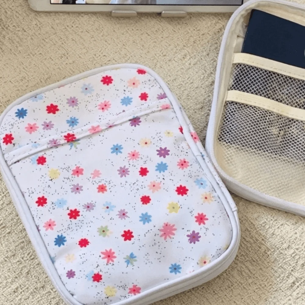 Cute Multi-Layer Polka Dot Pencil Case Transparent Window Lightweight Passband Holder Large Capacity Portable Makeup Bag Girls